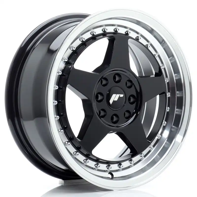 Janta aliaj 16″ JR Wheels JR6 16×7 ET25 4×100/108 Gloss Black w/ Machined Lip Popular