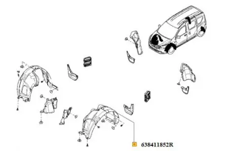 Disponibil imediat Carenaj roata fata stanga Dacia Dokker