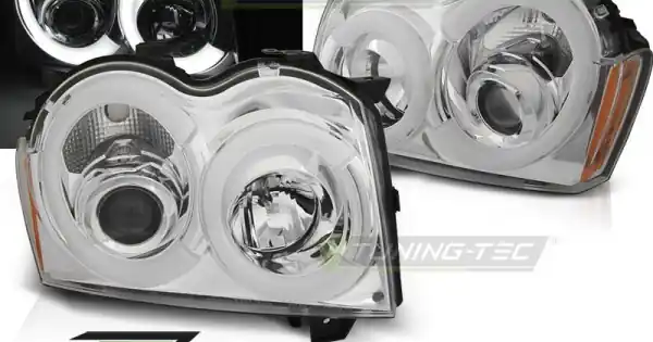 Faruri CHRYSLER JEEP GRAND CHEROKEE 05-08 crom cu lumina tub Preț promoțional