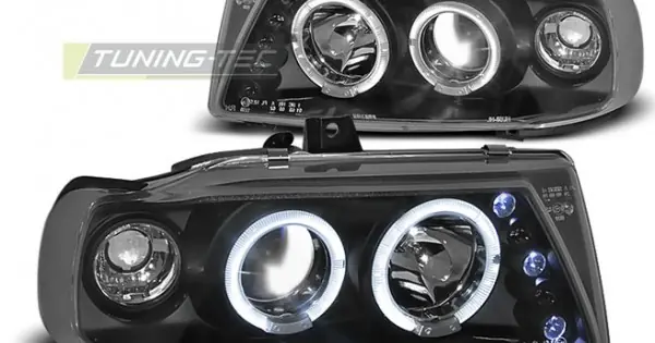 Premium Faruri cu Angel Eye pe fundal negru compatibil cu SEAT IBIZA / CORDOBA/ POLO VARIANT, SEDAN 10.93-08.99