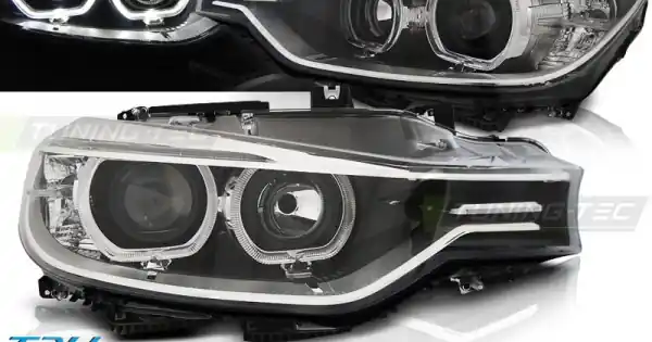 Mai ieftin Faruri cu Angel Eye Led pe fundal negru compatibil cu BMW F30/F31 10.11 - 05.15