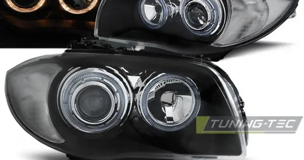 Popular Faruri cu Angel Eye pe fundal negru compatibil cu BMW 1 E87/E81/82/88 04-11