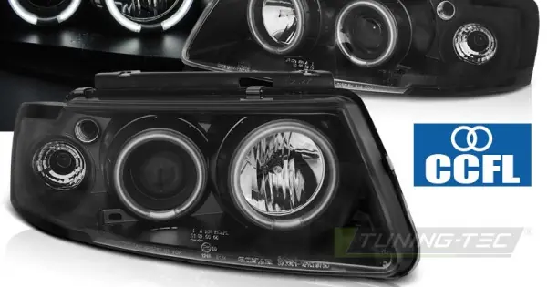 Faruri cu Angel Eyes CCFL pe fundal negru compatibil cu VW PASSAT B5 3B 96-08.00 Chilipir