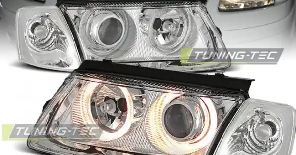 Premium Faruri cu Angel Eyes pe fundal cromat compatibil cu VW PASSAT B5 3B 11.96-08.00