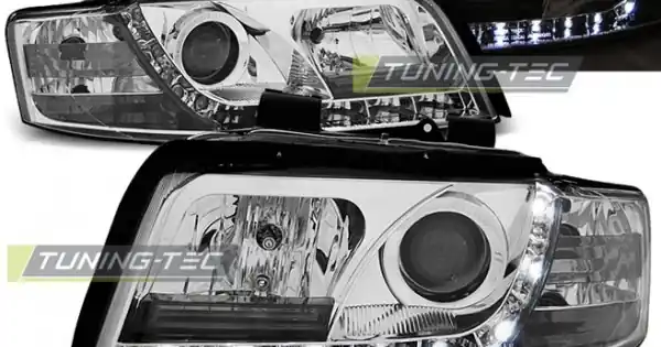 Promoție Faruri cu DRL pe fundal cromat compatibil cu AUDI A4 10.00-10.04