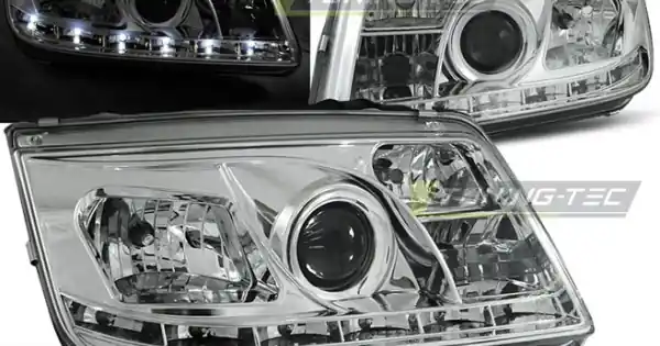 Faruri cu DRL pe fundal cromat compatibil cu VW BORA 09.98-05.05 Ofertă limitată