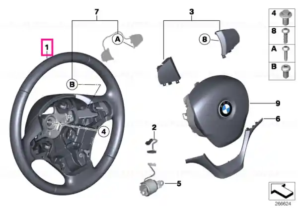 Steering wheel, leather - BMW Premium