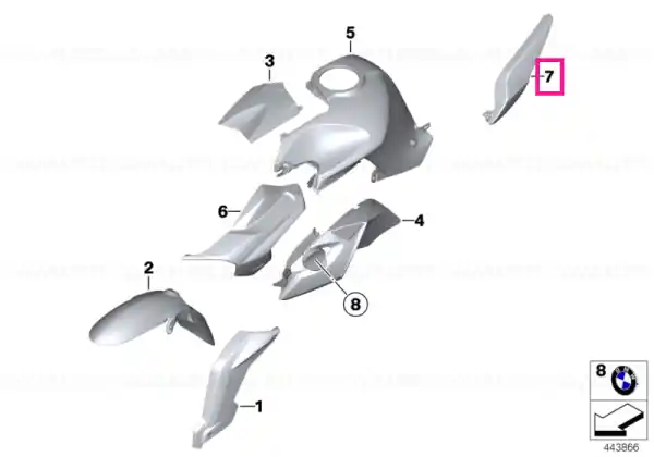 Plată securizată Rear lateral part, left GRANITE-GREY - BMW Motorrad