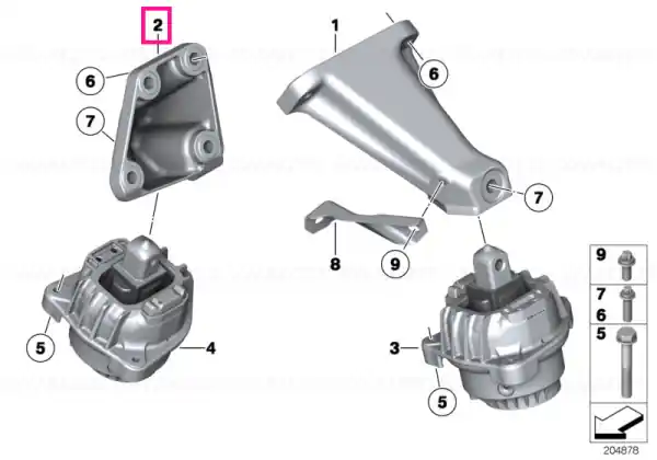Suport motor, dreapta - BMW Seria 5 F07 F10, Seria 6 F06 F12 F13, Seria 7 F01 F02 F04 Preț promoțional