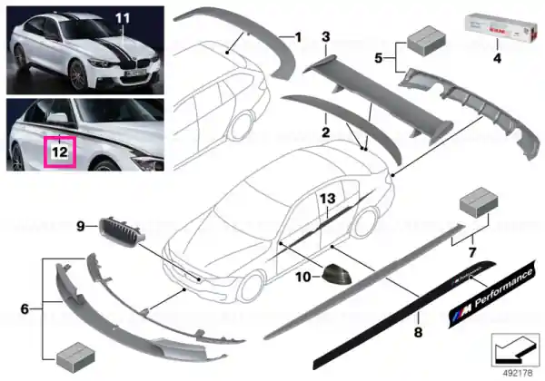 Foil, side strip, left / right M PERFORMANCE - BMW Preferatul clienților