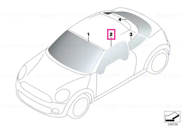 Door window, left - BMW - Mini Doar azi