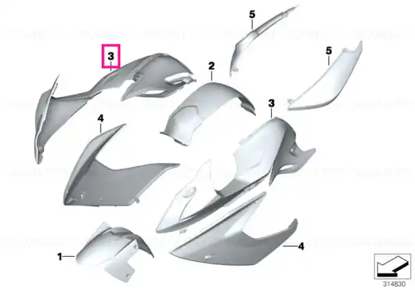 Super ofertă Fairing side section, top right DARK-GRAPHIT - BMW Motorrad