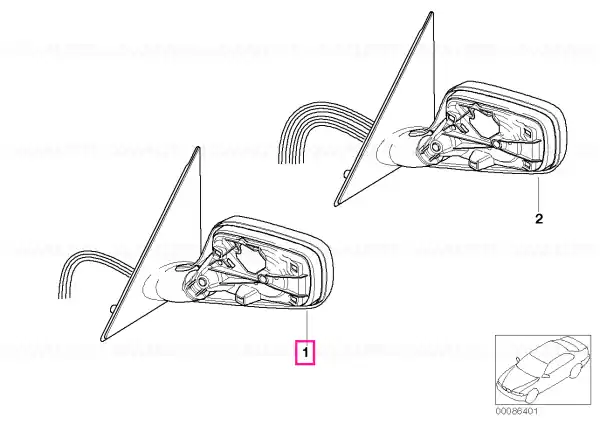 Comandă acum Outside mirror w/out glass heated right - BMW