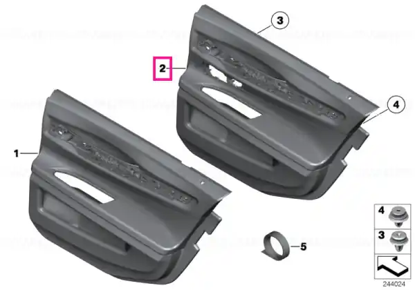 Door lining leather rear left SATTELBRAUN - BMW Preț redus