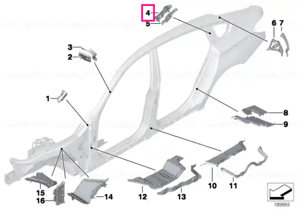 Plată securizată Moulded part column C, interior - BMW