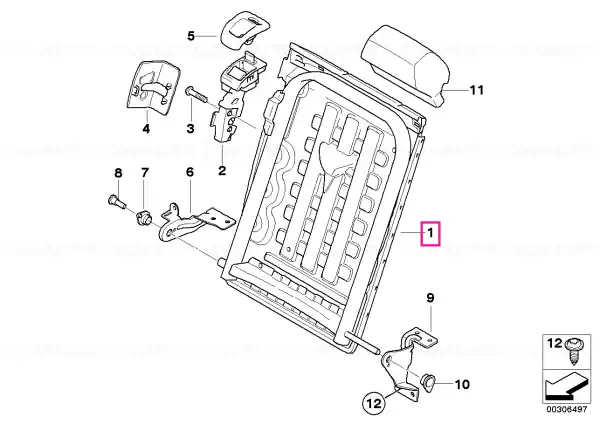 Preț promoțional Frame, backrest right ANTHRAZIT - BMW