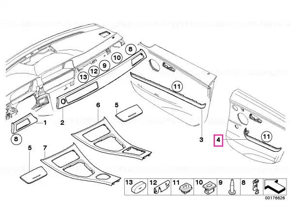 Reduceri Decorative strip, door rear left SATINSILBER - BMW