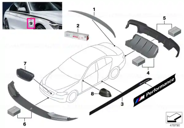 Foil, side strip, left / right M PERFORMANCE - BMW Premium