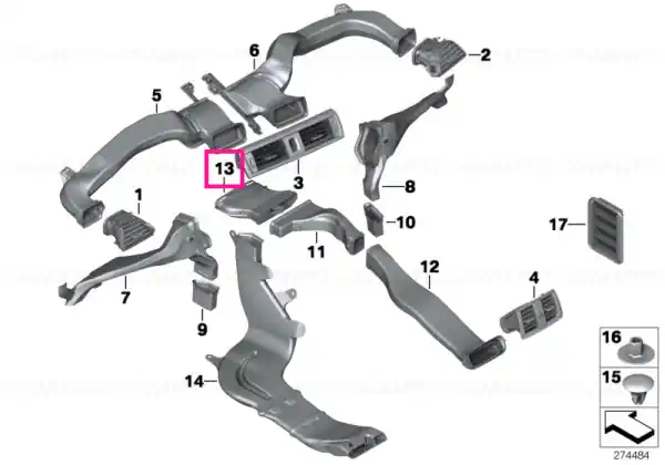 Reducere extra Adapter, rear compartment footwell duct - BMW