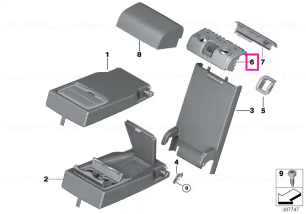 Nu rata User-control unit, backrest, center SCHWARZ - BMW