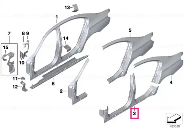 Column B with right rocker panel - BMW Expediere rapidă