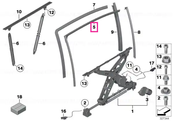 Window guide, outer rear right - BMW Bestseller