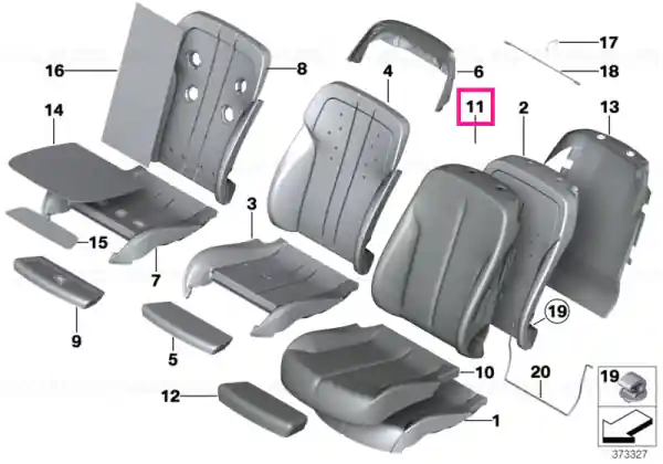 Capac spătar confort, piele, dreapta, NASW NASW SCHWARZ - BMW Ultima șansă