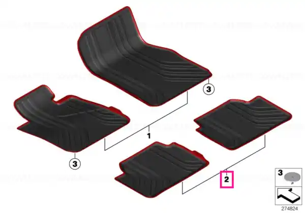 Plată sigură Set covorase spate, BasisLine, "All-Weather", Antracit - BMW Seria 1 F21, Seria 2 F22 F87 M2