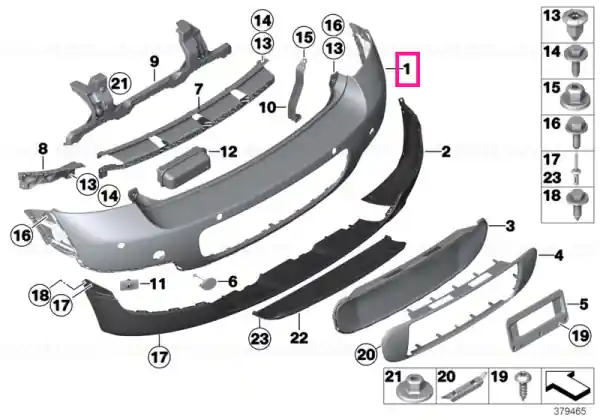 Panel, bumper, primed, rear CHROM/PDC - BMW - Mini Reducere extra