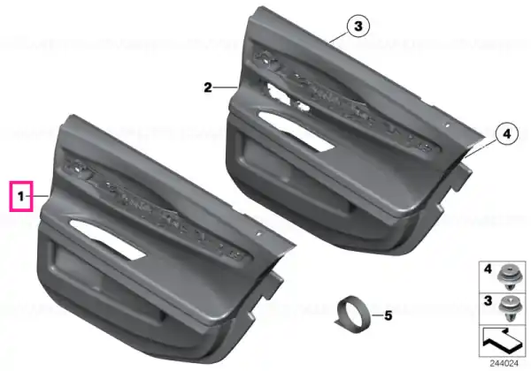 Door lining leather rear left SCHWARZ - BMW Plată sigură