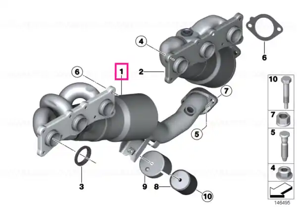 Retur ușor RP-exhaust manifold with catalytic conv. ZYL.1-3 EU4 - BMW