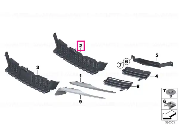 Grille, air inlet, middle - BMW Bestseller