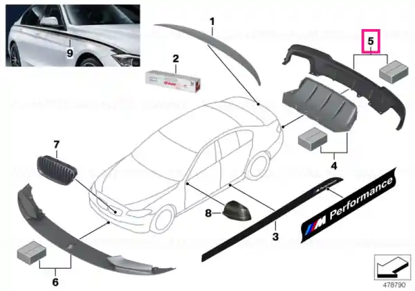 Vezi acum Rear diffusor, matt black M PERFORMANCE - BMW