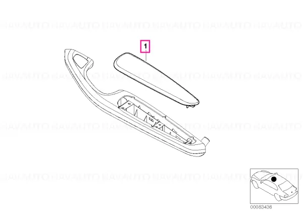 Armrest upper part front right - BMW Plată securizată