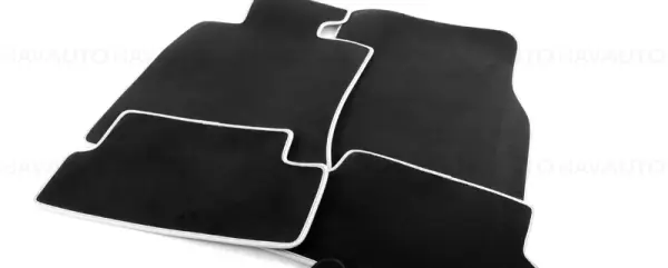 Ieftin Set covorase fata/spate, Velur, Negru (Carbon Black)/Alb - Mini R56
