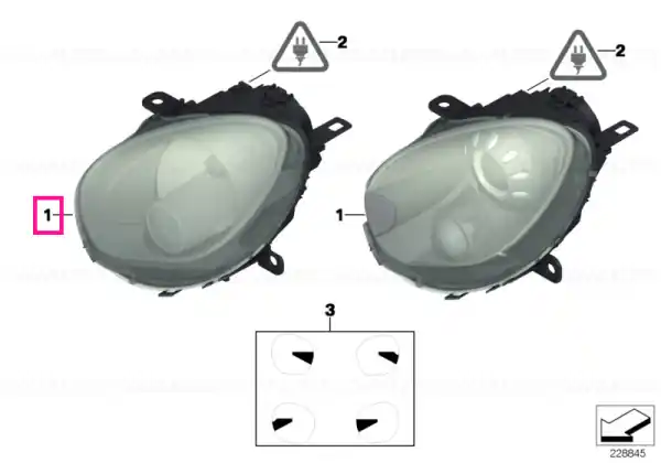 Lichidare de stoc Left headlight, white turn indicator - BMW - Mini
