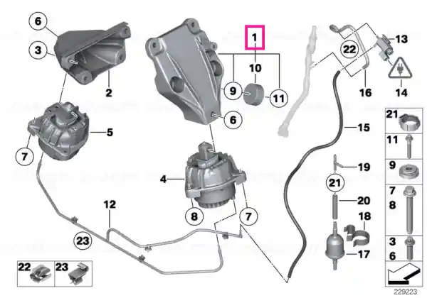 Suport motor, stanga - BMW Seria 5 F07 F10 F11, Seria 6 F06 F12 F13, Seria 7 F01 F02 Preț promoțional