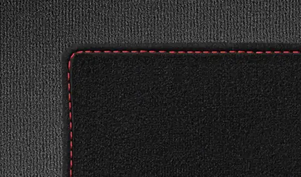 Set covorase fata/spate, Velur, Negru (Carbon Black), cusatura Rosie - Mini Cabrio R57, Clubman R55, Coupe R58, Roadster R59, R56 Calitate înaltă