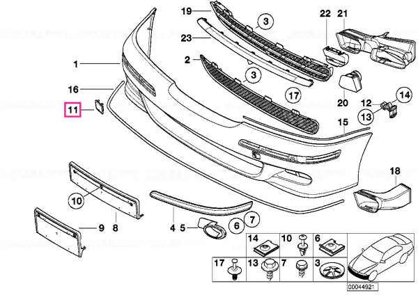 Flap, towing eye, painted CODE - UNI/MET. - BMW Popular