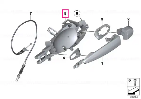 Carrier, outside door handle, rear right - BMW Mai ieftin