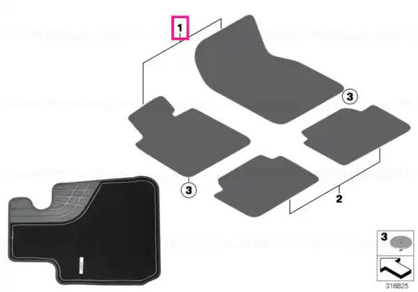 Noutate Floormats, fabric, 'Luxury' front LHD AWD LUXURY - BMW