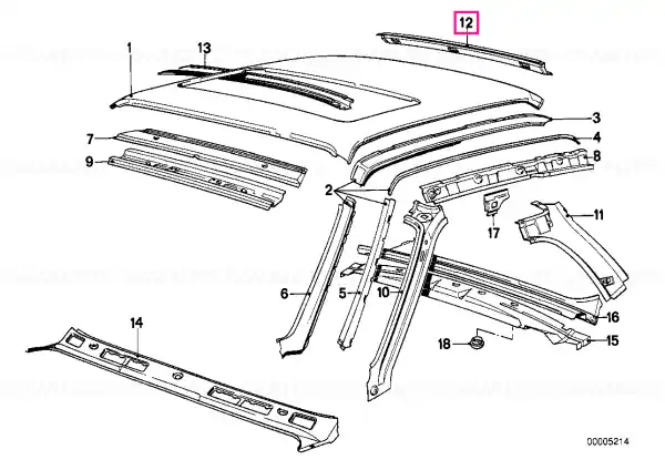 Rear window frame upper part - BMW Popular
