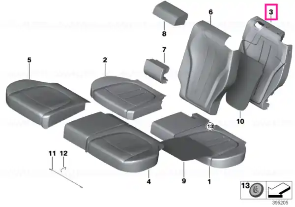 Expediere rapidă Foam part, backrest, rear right - BMW