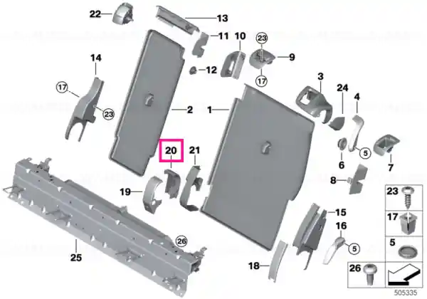 Ornament îmbinare mijloc spate stânga SCHWARZ - BMW Cel mai vândut