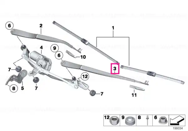 Wiper arm, passenger's side - BMW Livrare expres