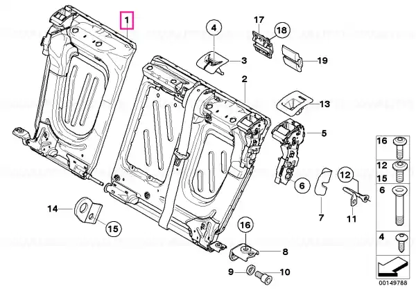Frame, backrest right ANTHRAZIT - BMW Livrare rapidă