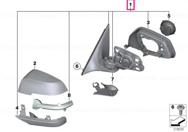 Bestseller Exterior mirror, no lens, heated, left SHADOW-LINE - BMW