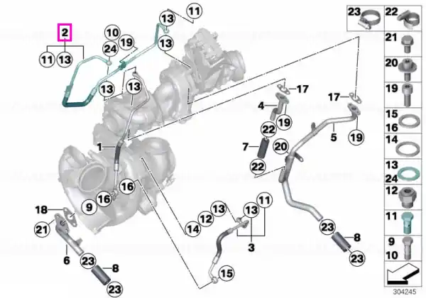 Ofertă exclusivă Conducta alimentare ulei, turbocompresor - BMW Seria 5 F10 F11, Seria 7 F01 F02, X5 E70 F15, X6 E71 F16 - tip motor N57X