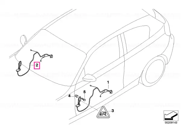 Wiring set, door, co-driver - BMW Plată securizată