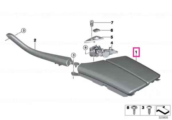 Armrest, front middle SCHWARZ - BMW Preferatul clienților